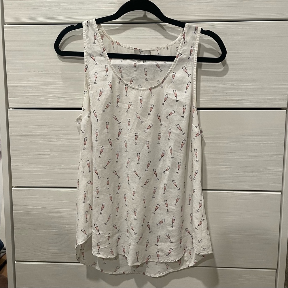 Joie 100% Silk Pink Champagne Rose Tank White size medium
